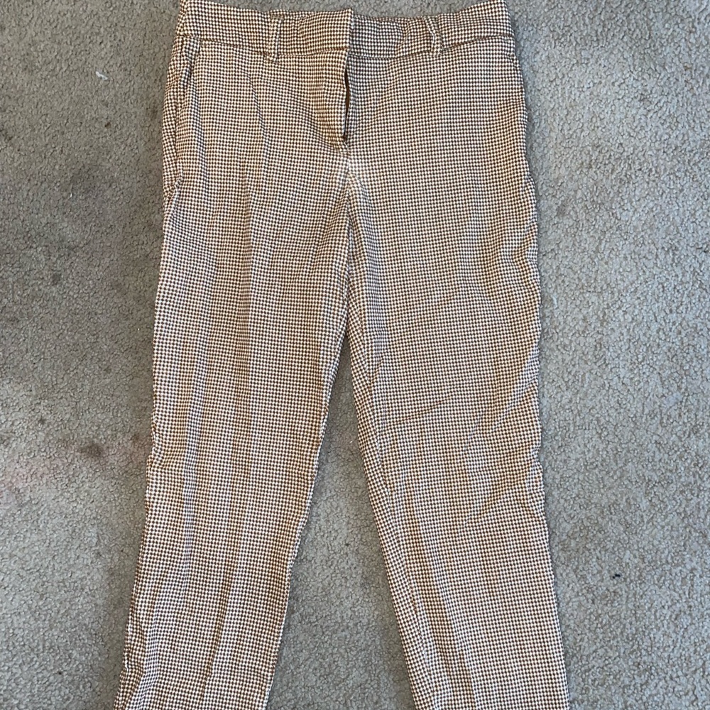 Tan and white plaid dress straight leg pants!